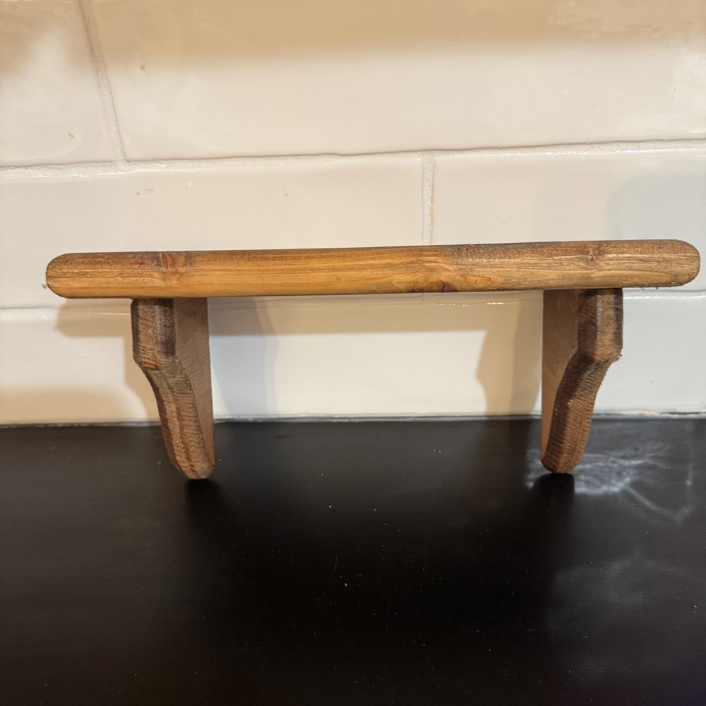 Handmade Wooden Wall Shelf 10in Brown Stained Rustic Farmhouse Corbel Ledge